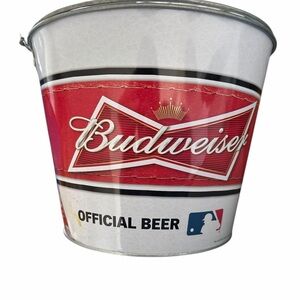 Budweiser Red and White Metal Beer Pail